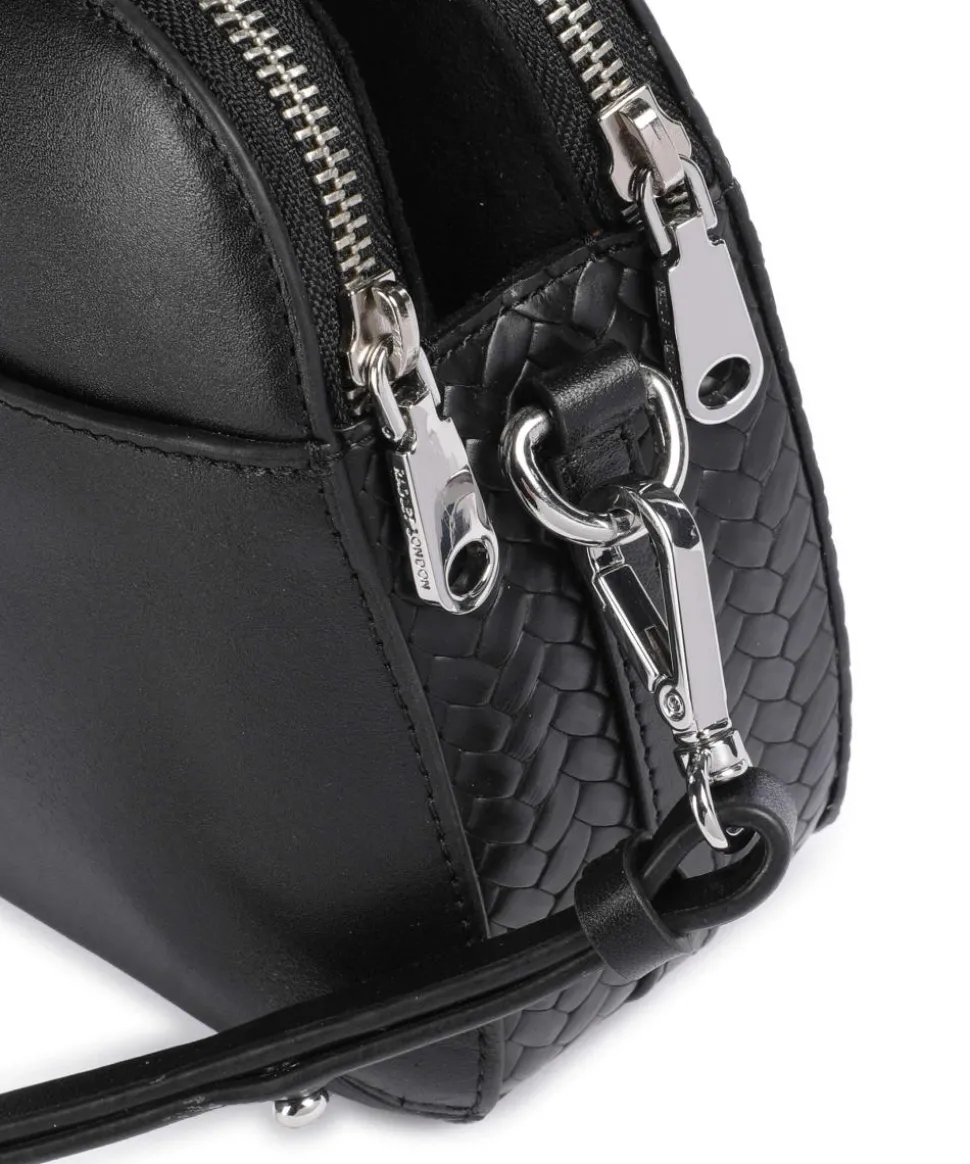 Dukes Place Umhängetasche geprägtes Rindsleder, fein genarbtes Rindsleder schwarz