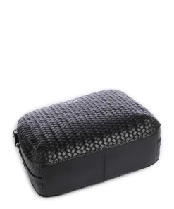 Dukes Place Umhängetasche geprägtes Rindsleder, fein genarbtes Rindsleder schwarz