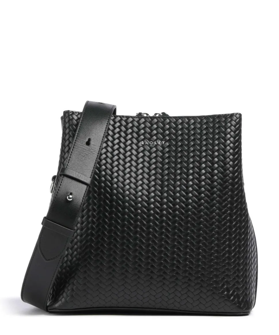 Dukes Place Umhängetasche geprägtes Rindsleder, fein genarbtes Rindsleder schwarz