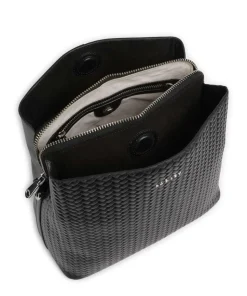 Dukes Place Umhängetasche geprägtes Rindsleder, fein genarbtes Rindsleder schwarz