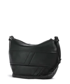 Edda Calf Optic S Umhängetasche fein genarbtes Leder schwarz