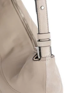 Edda Promo Suede M Beuteltasche aufgerautes Leder, fein genarbtes Leder beige