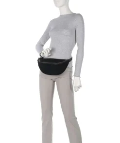 Edda Promo Suede M Gürteltasche genarbtes Leder, aufgerautes Leder schwarz