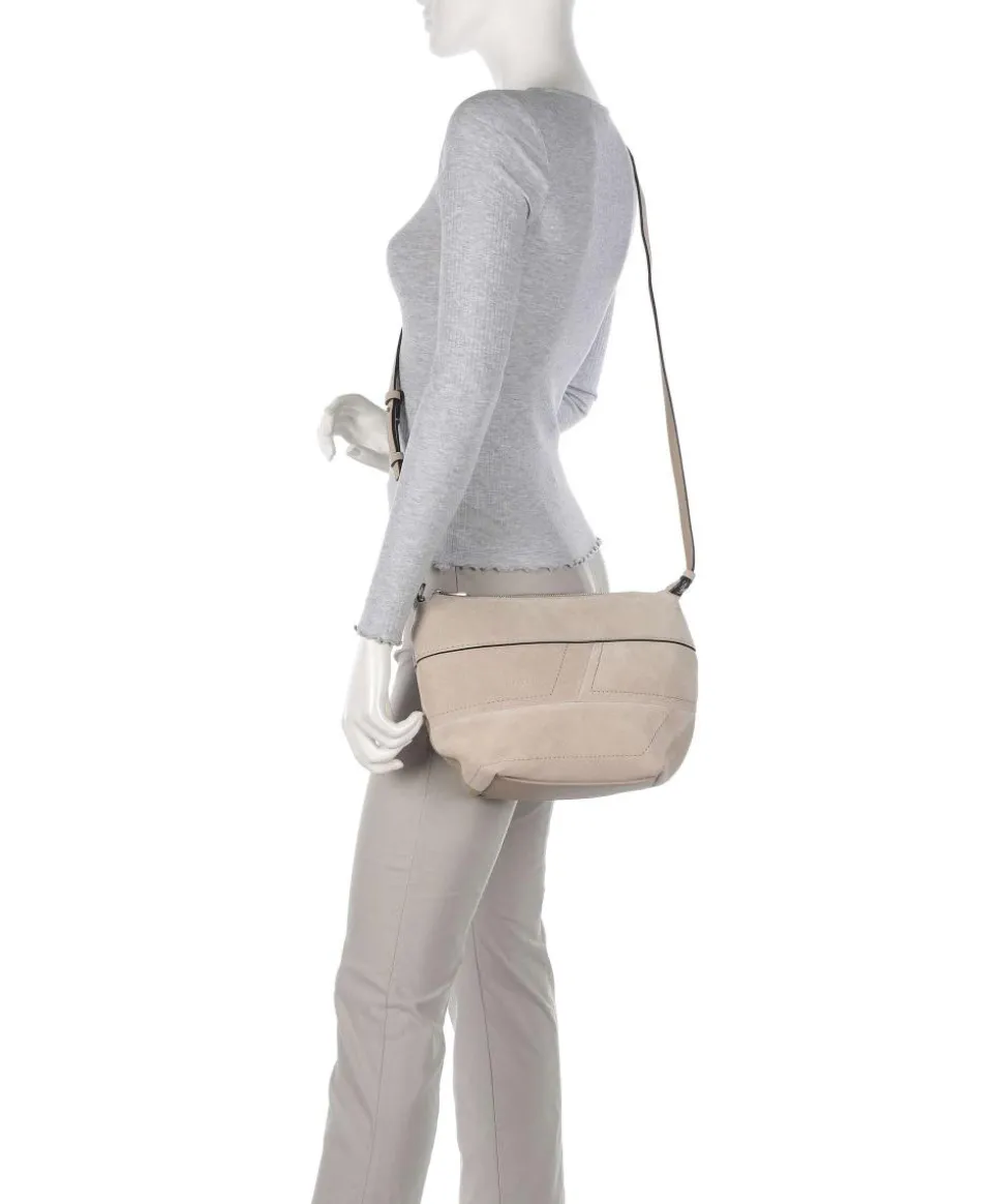 Edda Promo Suede S Umhängetasche aufgerautes Leder, fein genarbtes Leder beige