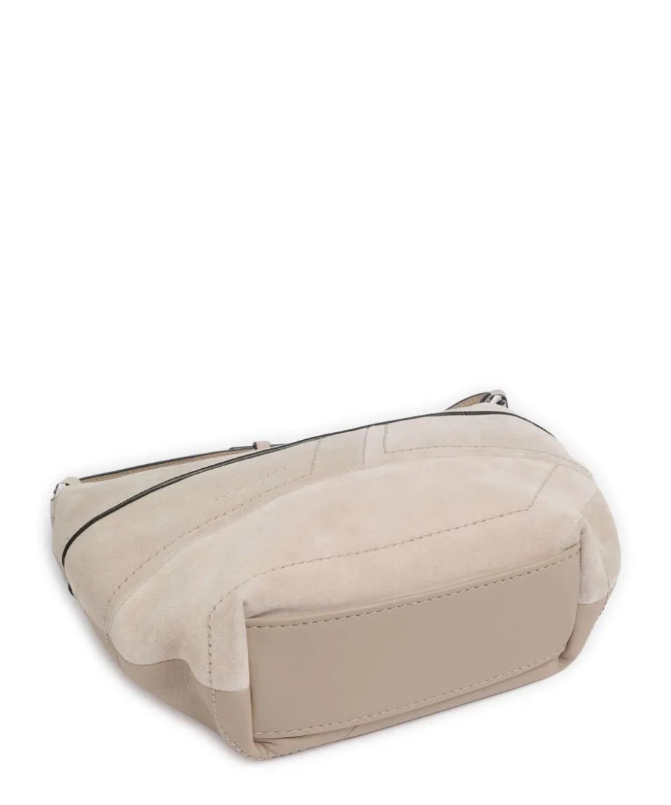 Edda Promo Suede S Umhängetasche aufgerautes Leder, fein genarbtes Leder beige