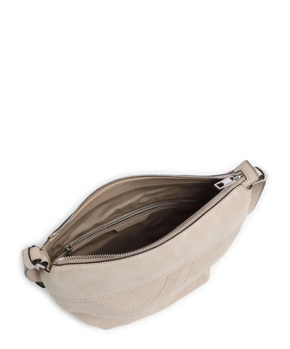 Edda Promo Suede S Umhängetasche aufgerautes Leder, fein genarbtes Leder beige