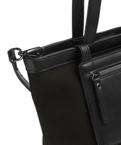 Elena Shopper Canvas, Lederimitat schwarz