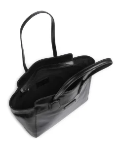 Elettra Schultertasche fein genarbtes Rindsleder schwarz