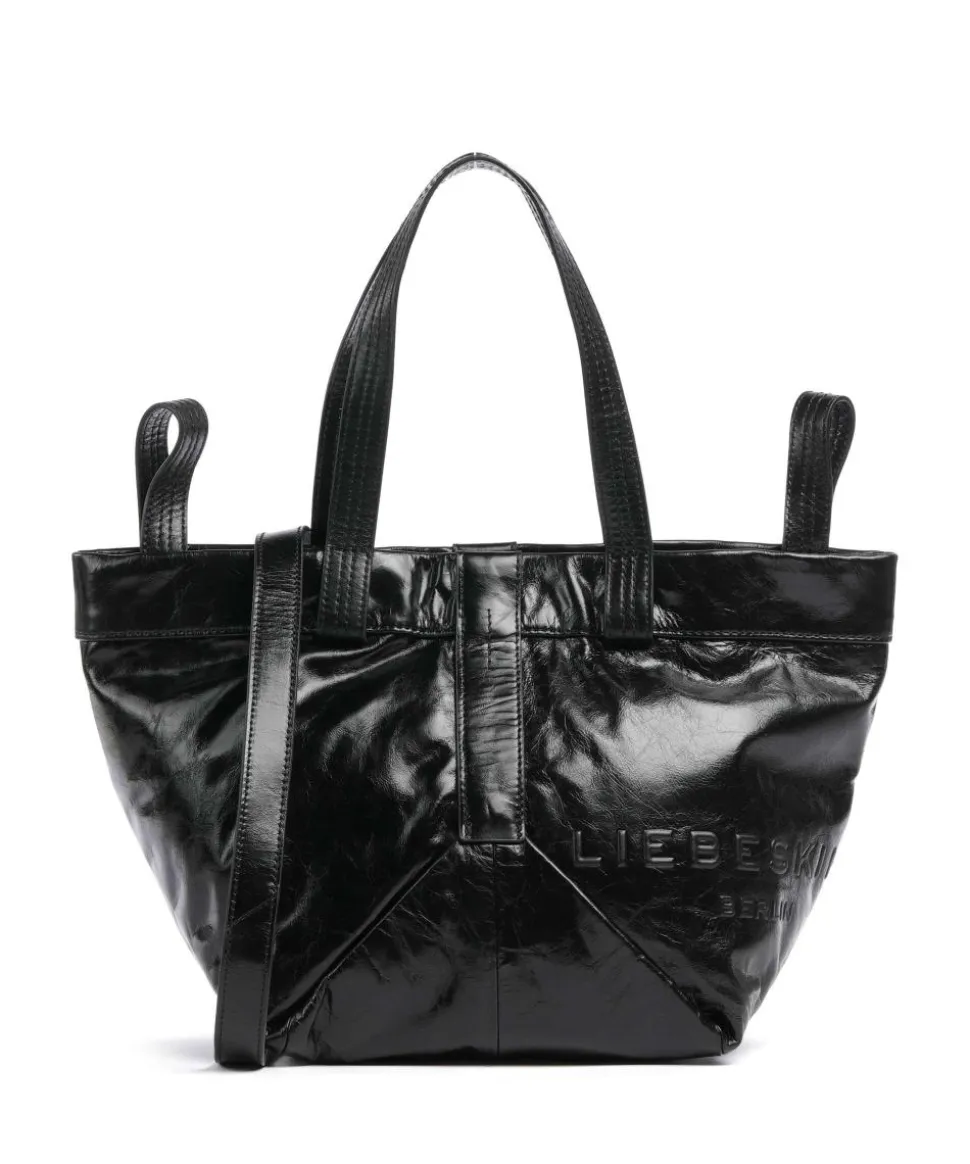 Elvira Paper Touch Crinkle S Handtasche fein genarbtes Leder schwarz