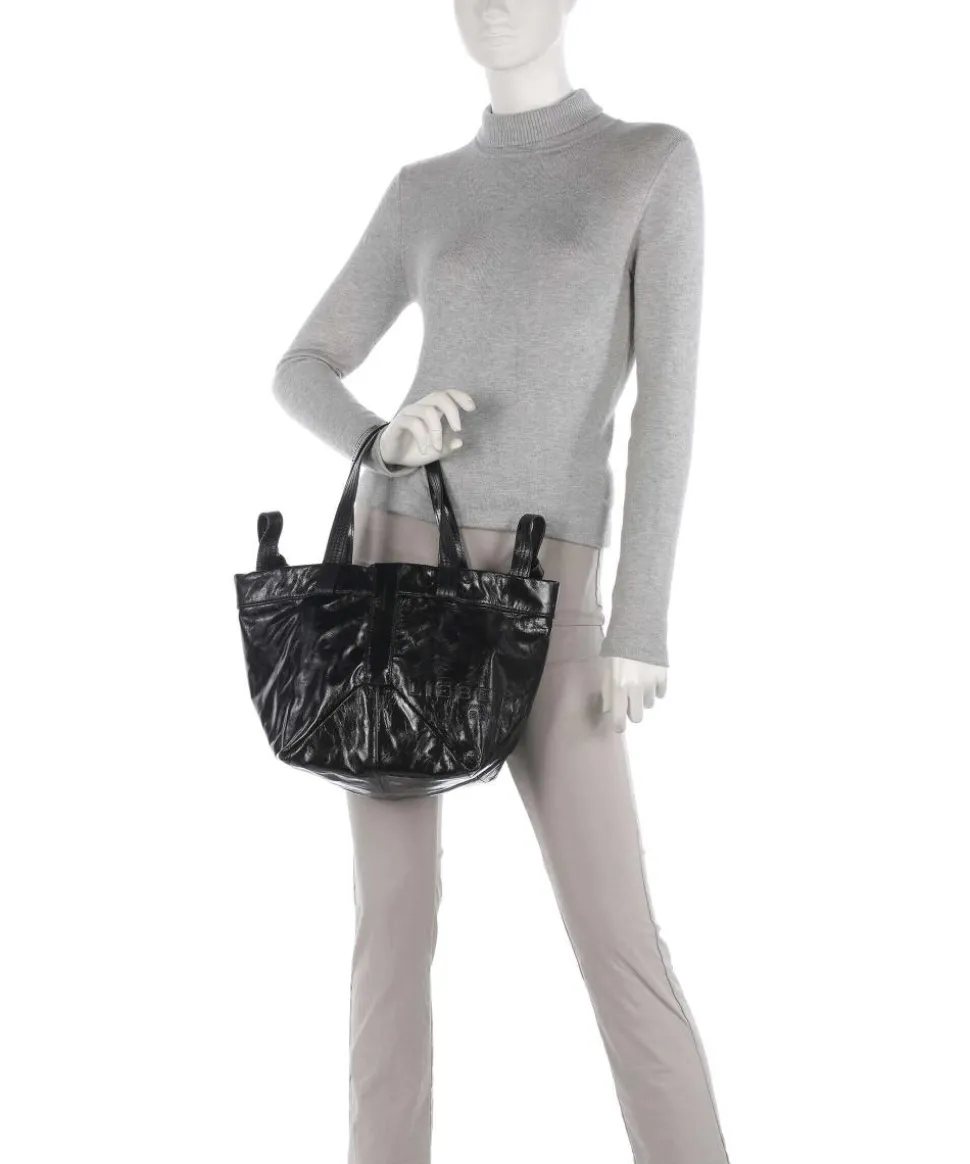 Elvira Paper Touch Crinkle S Handtasche fein genarbtes Leder schwarz