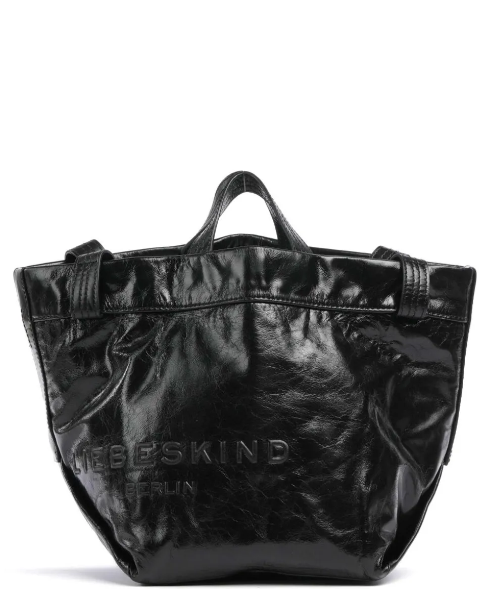 Elvira Paper Touch Crinkle S Handtasche fein genarbtes Leder schwarz