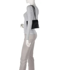 Emily Schultertasche geprägtes Rindsleder schwarz