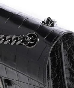 Emily Schultertasche geprägtes Rindsleder schwarz