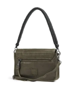 Enna Schultertasche genarbtes Leder graugrün