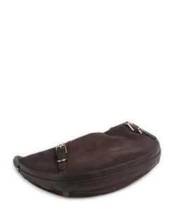 Enya Cozy Beuteltasche aufgerautes Leder dunkelbraun