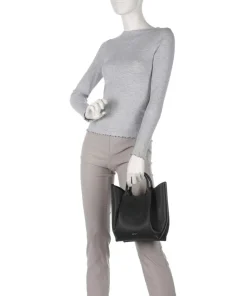 Erson Essential Handtasche genarbtes Leder schwarz