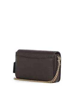 Essential Umhängetasche genarbtes Leder dunkelbraun