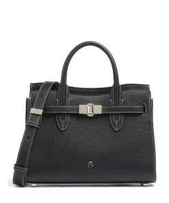 Farah M Handtasche genarbtes Rindsleder schwarz