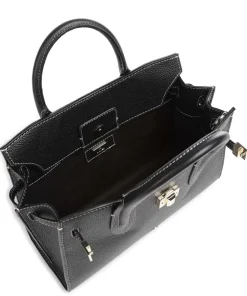 Farah M Handtasche genarbtes Rindsleder schwarz