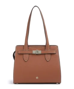 Farah M Schultertasche genarbtes Rindsleder braun