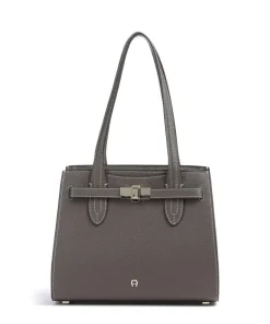 Farah M Schultertasche genarbtes Rindsleder taupe