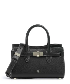 Farah S Handtasche genarbtes Rindsleder schwarz