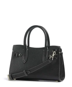 Farah S Handtasche genarbtes Rindsleder schwarz