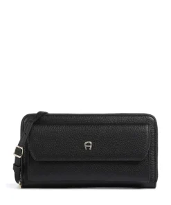 Fashion Geldbörse genarbtes Leder schwarz