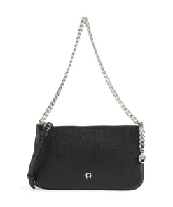 Fashion Schultertasche genarbtes Rindsleder schwarz