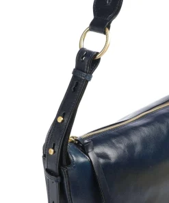 Fedora Schultertasche fein genarbtes Rindsleder dunkelblau