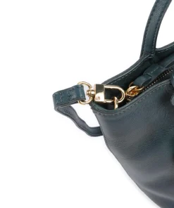 Fine Florence Umhängetasche fein genarbtes Leder petrol