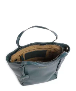 Fine Florence Umhängetasche fein genarbtes Leder petrol