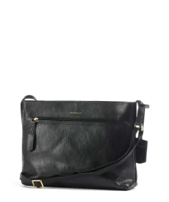 Fine Florence Umhängetasche fein genarbtes Leder schwarz