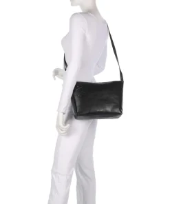 Fine Florence Umhängetasche fein genarbtes Leder schwarz