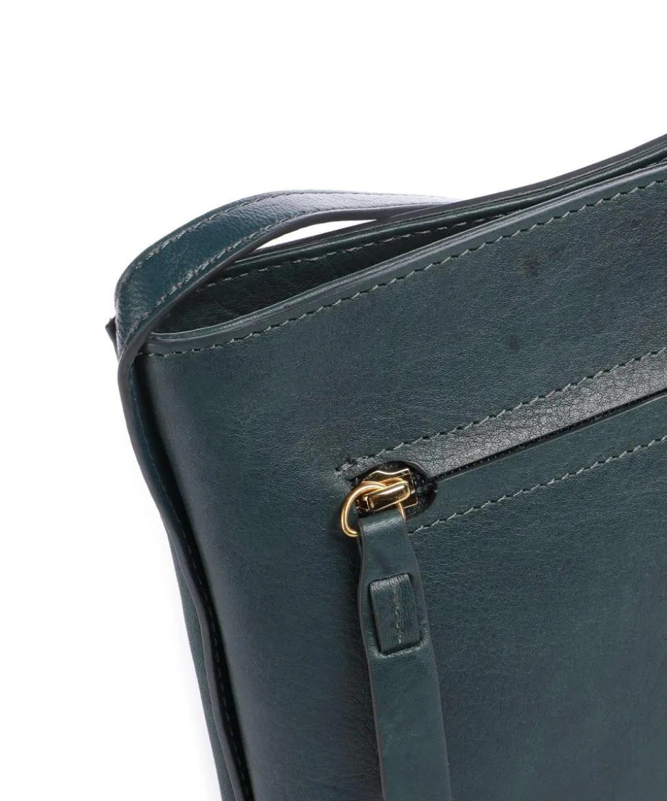 Fine Florence Umhängetasche fein genarbtes Leder petrol