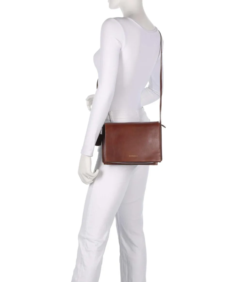 Fine Florence Umhängetasche genarbtes Leder braun