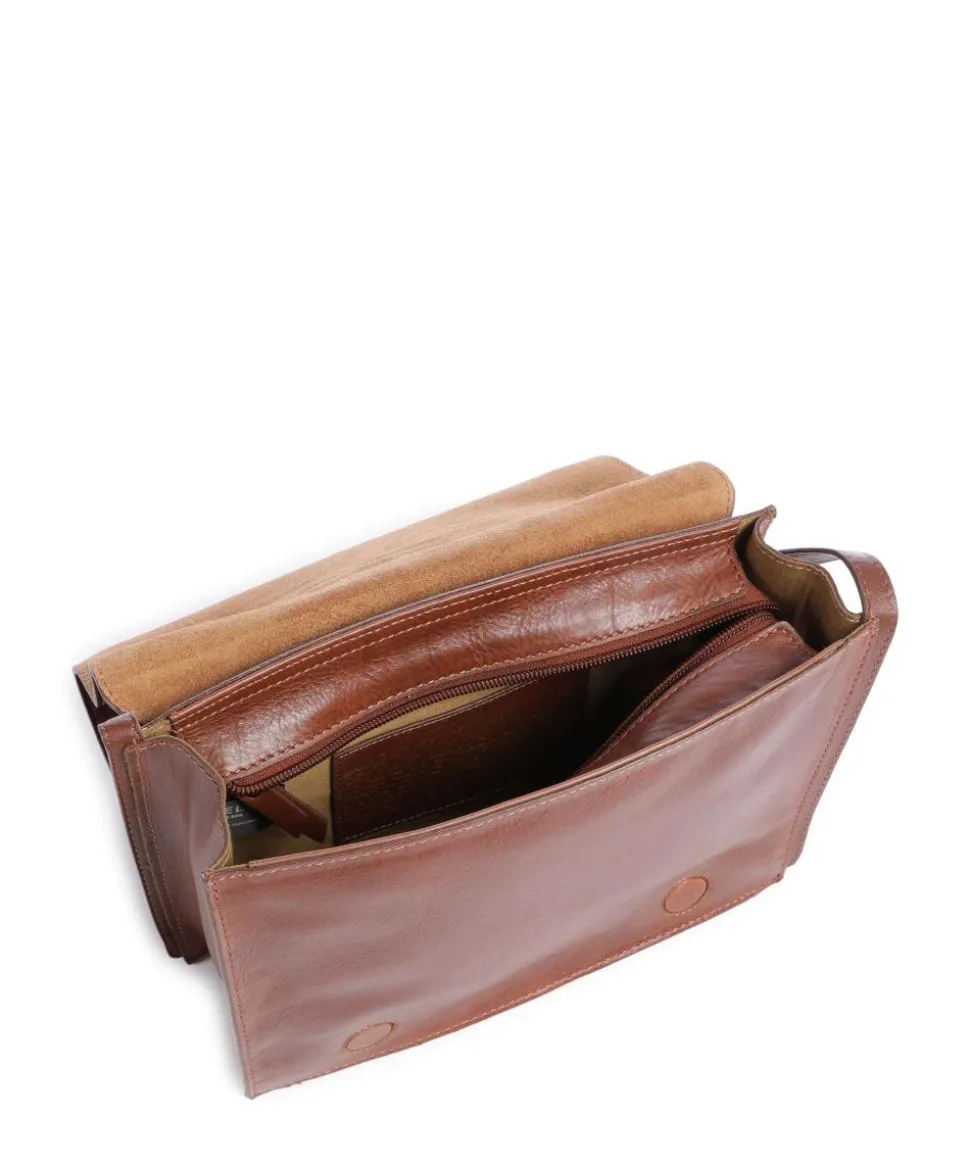 Fine Florence Umhängetasche genarbtes Leder braun