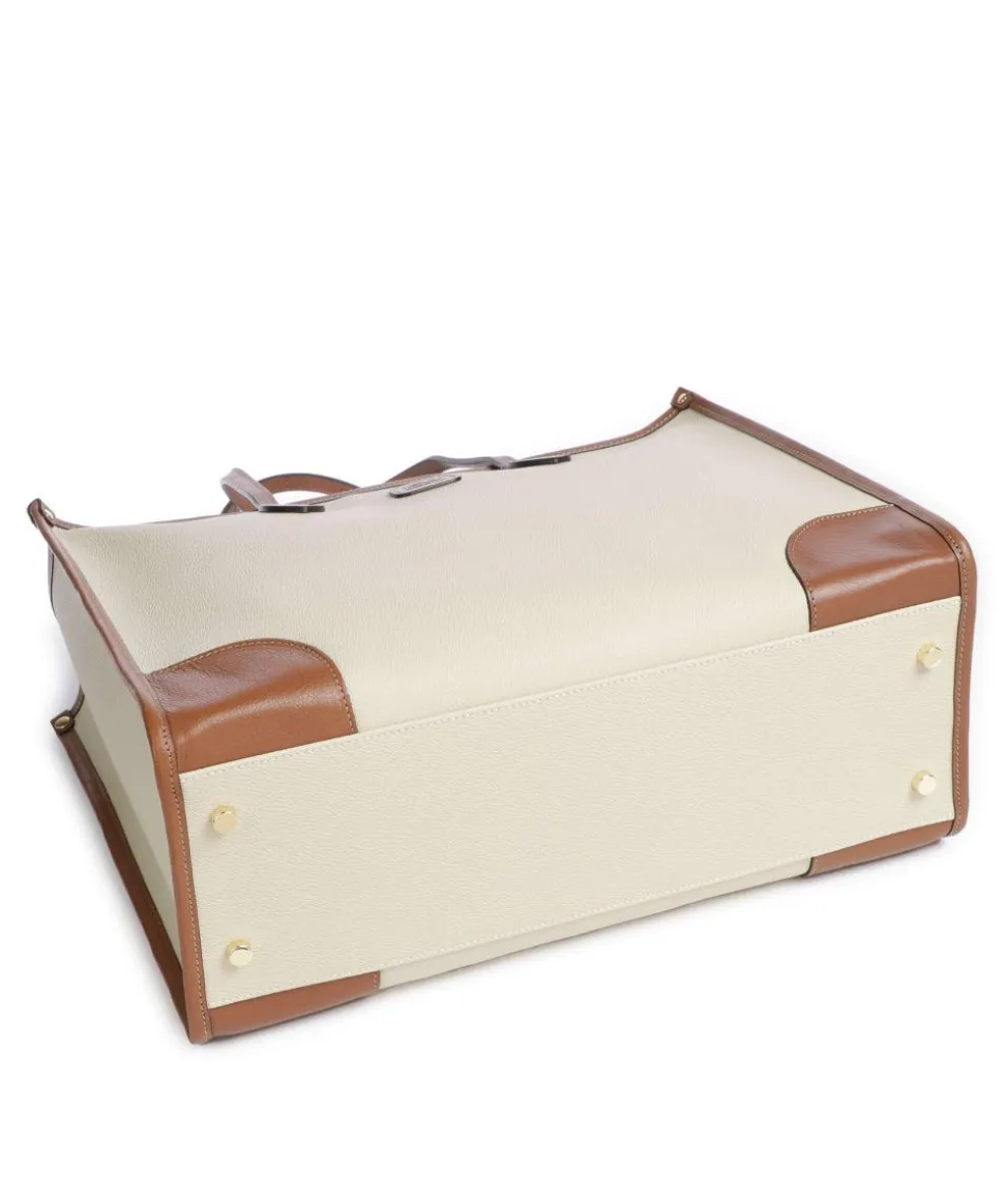 Firenze Shopper 14″ Lederimitat elfenbein/braun