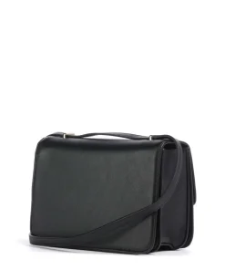 Flap Re Umhängetasche Lederimitat schwarz