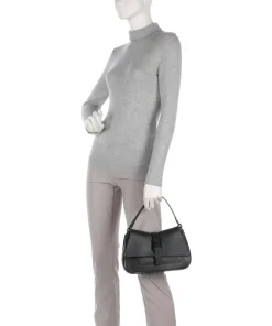 Flow M Handtasche fein genarbtes Leder schwarz