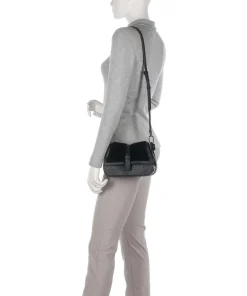 Flow Mini Handtasche fein genarbtes Leder schwarz