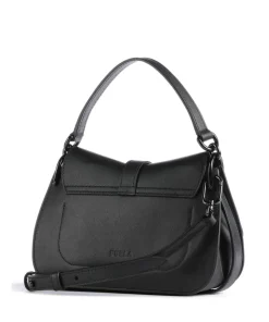 Flow Mini Handtasche fein genarbtes Leder schwarz