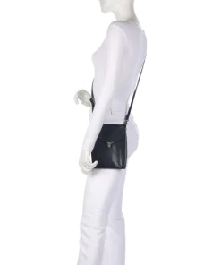 Fold Umhängetasche glattes Rindsleder dunkelblau