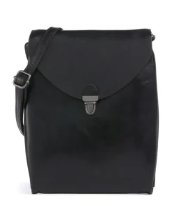 Fold Umhängetasche glattes Rindsleder schwarz