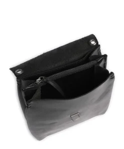 Fold Umhängetasche glattes Rindsleder schwarz