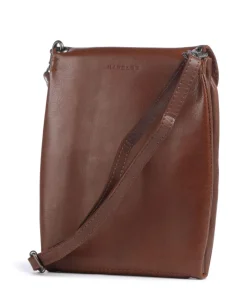 Fold Umhängetasche glattes Rindsleder cognac