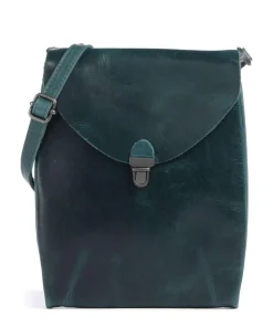 Fold Umhängetasche glattes Rindsleder petrol