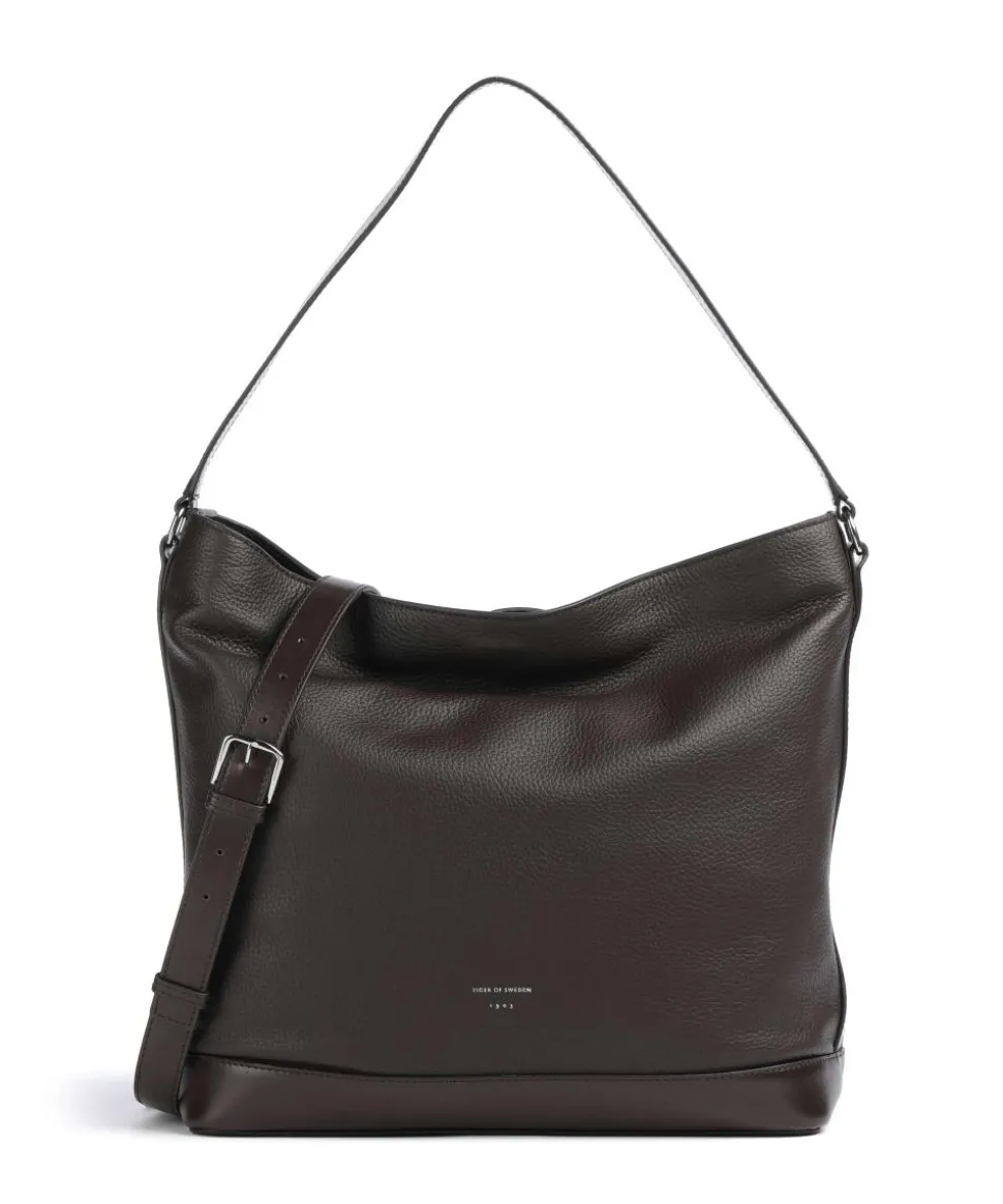 Foru Beuteltasche genarbtes Rindsleder dunkelbraun