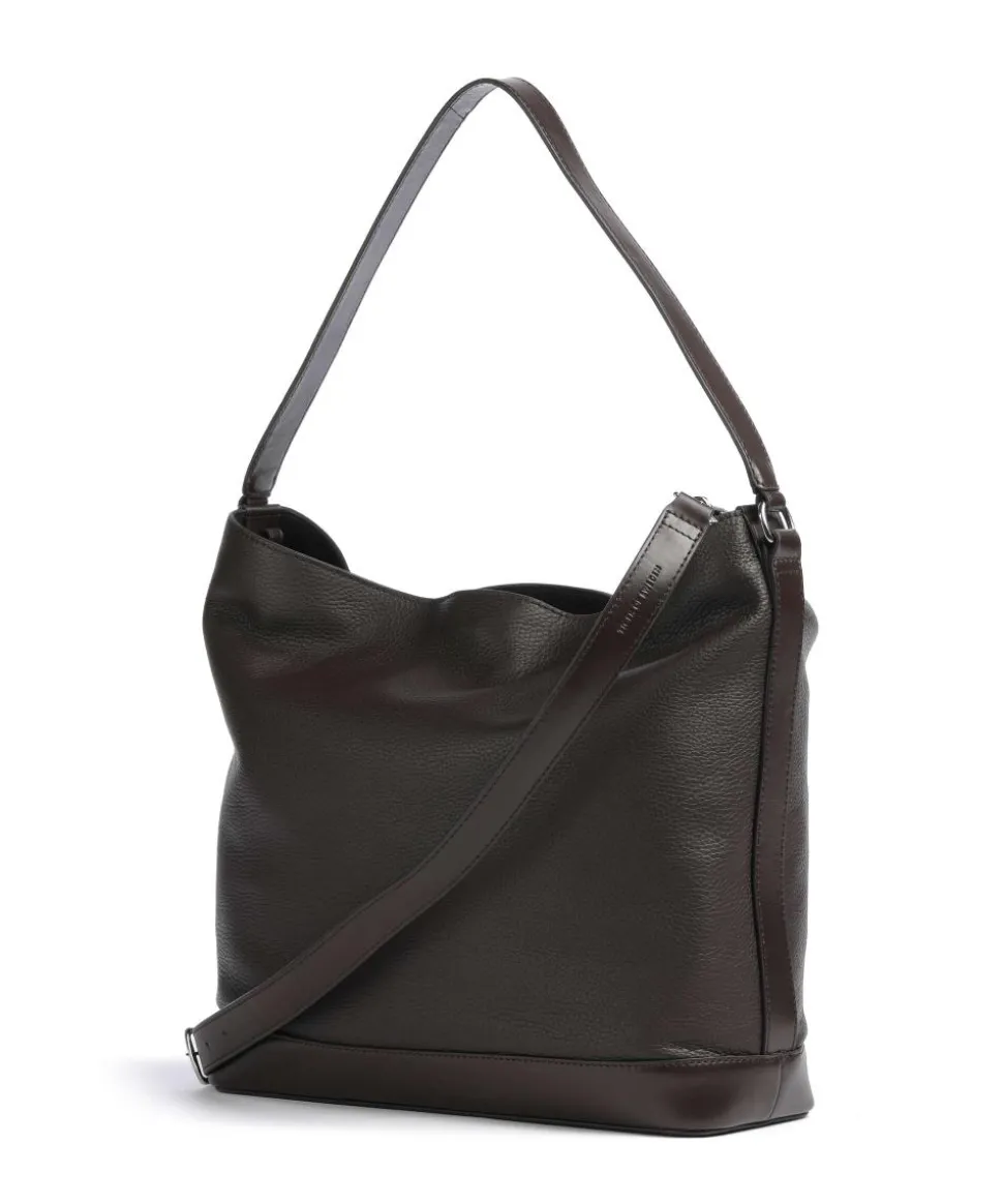 Foru Beuteltasche genarbtes Rindsleder dunkelbraun