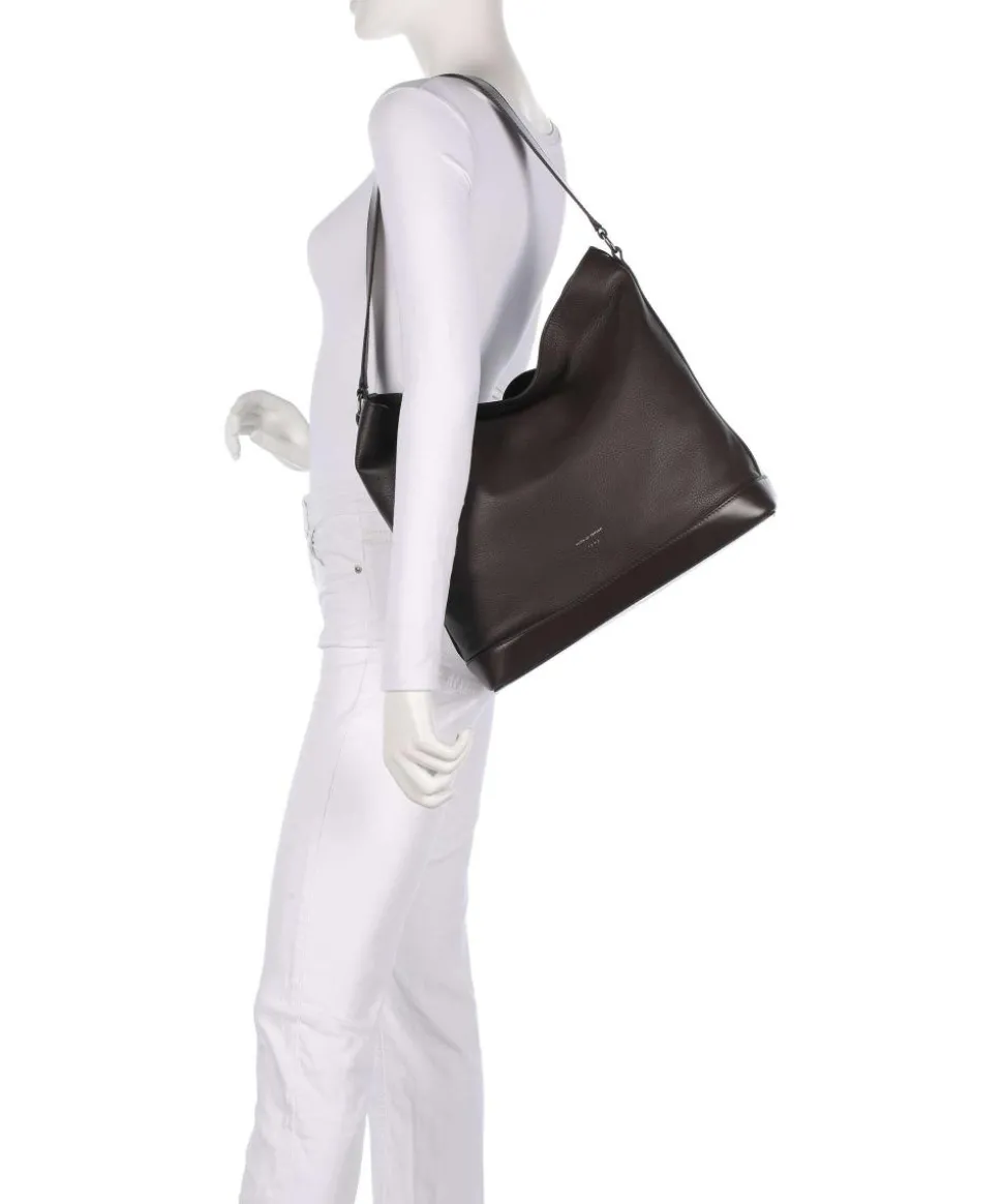 Foru Beuteltasche genarbtes Rindsleder dunkelbraun